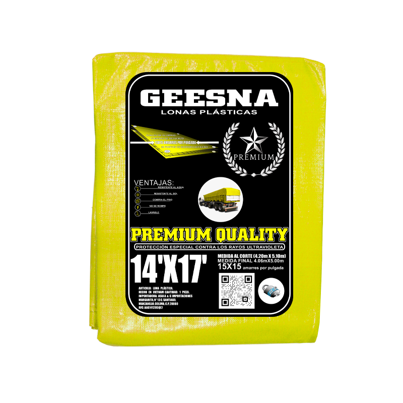 LONA PREMIUM AMARILLA 14X17 FT 220 G 4.20X5.10 MTS GEESNA | 60112